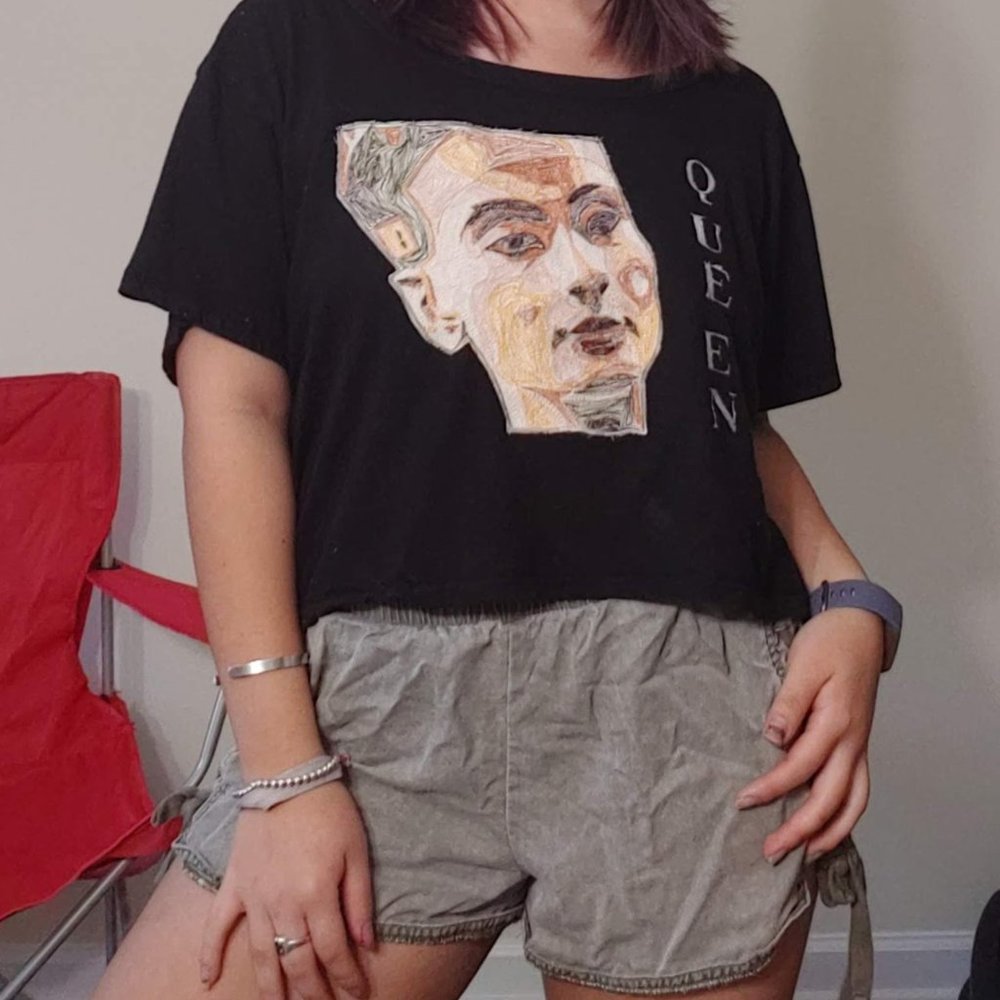 Hand Embroidered Queen Nefertiti Crop Top Original